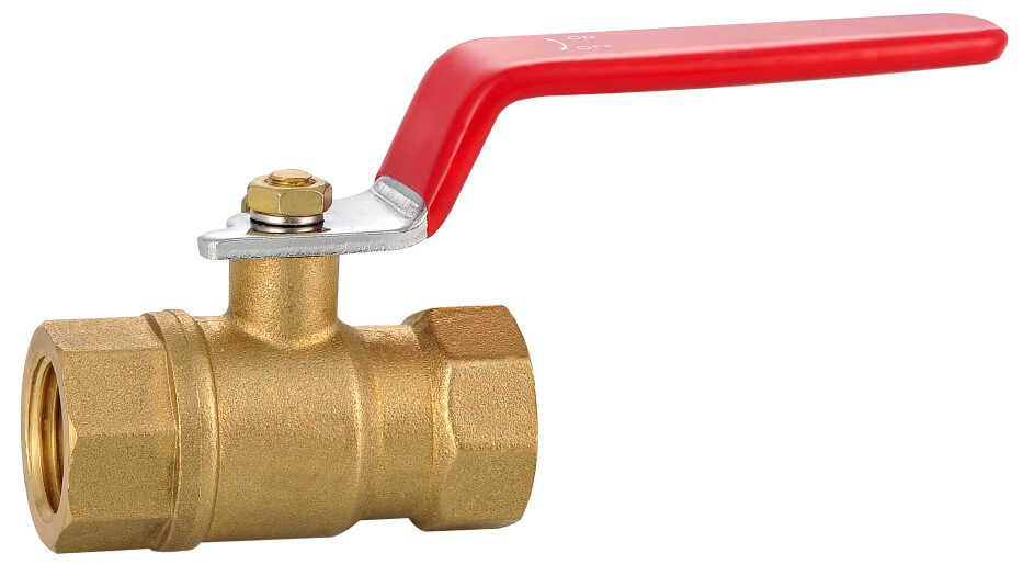 1/2" Nickel Plated Two Piece Brass Ball Valve with Red Handle