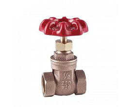 Bronze Gate Valve with red handle 